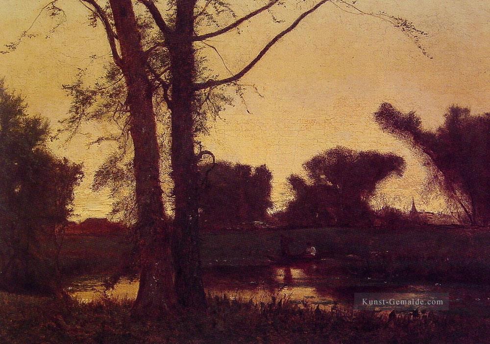 Sunset2 Landschaft Tonalist George Inness Ölgemälde